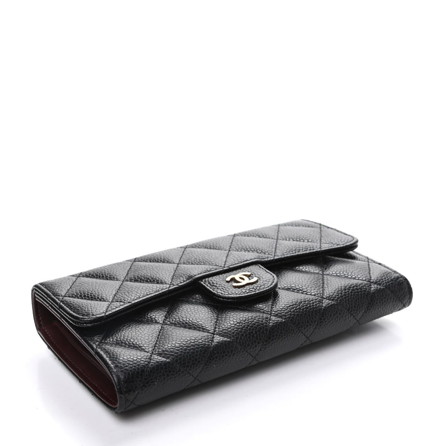 Caviar Quilted Large Flap Wallet Black