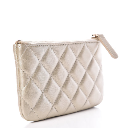 Chanel Metallic Caviar Quilted Small Cosmetic Case Gold 3 of 8