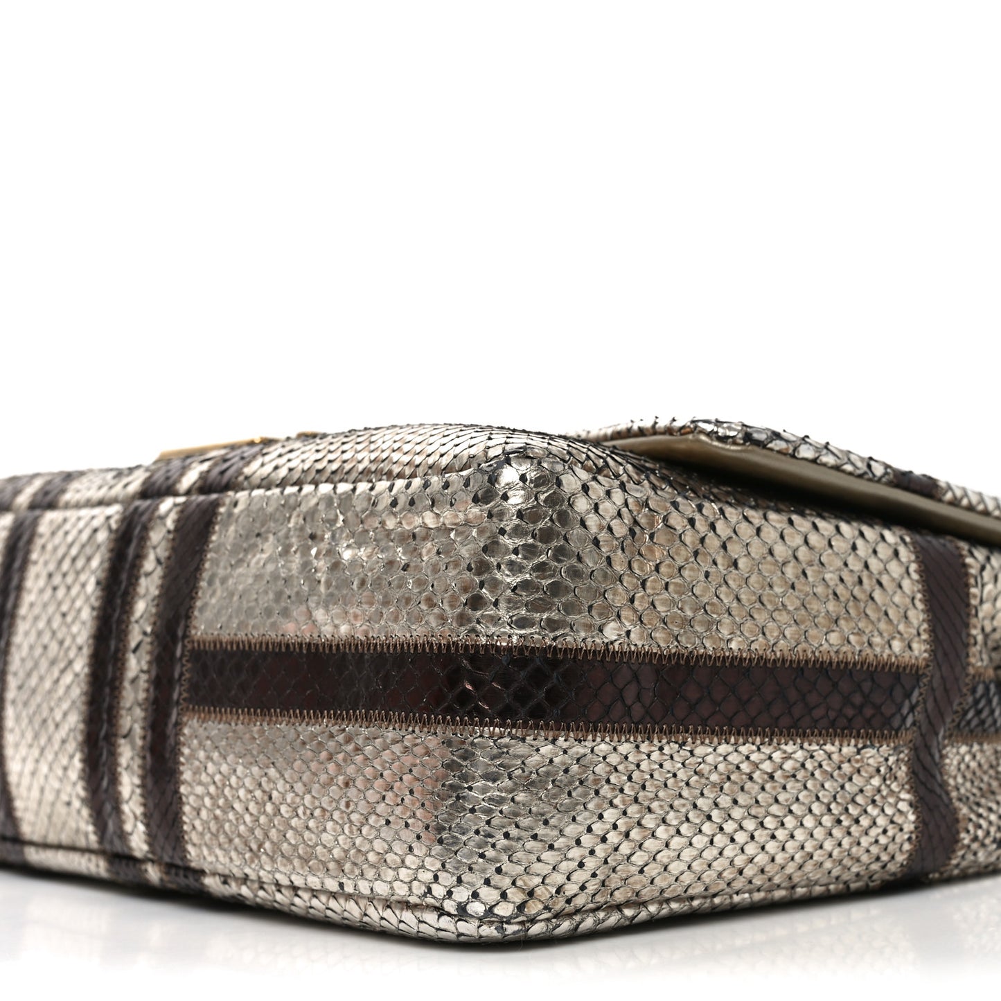 Metallic Snakeskin Jumbo Single Flap Light Gold Bronze