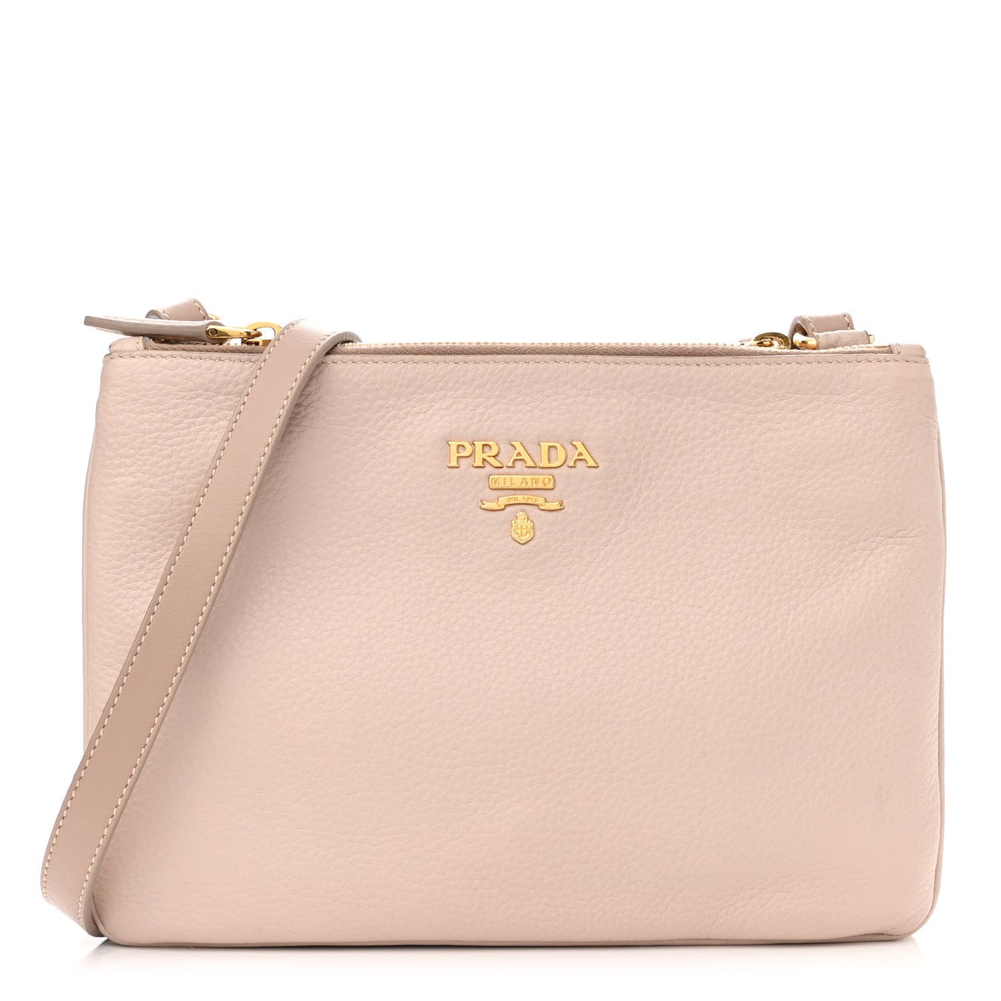 Vitello Phenix Double Zip Crossbody Bag Pink