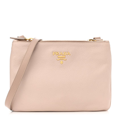 Prada Vitello Phenix Double Zip Crossbody Bag Pink 1 of 12