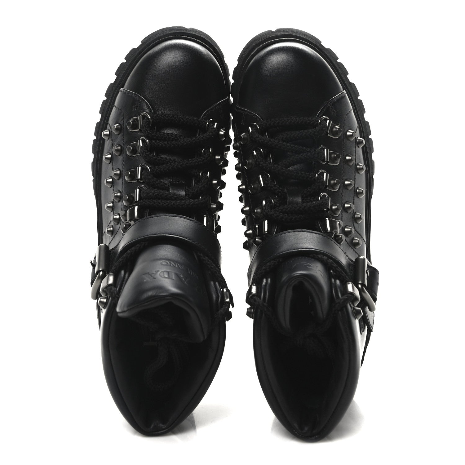 Prada Vitello Rodeo Studded Ankle Boots 37 Black 2 of 9