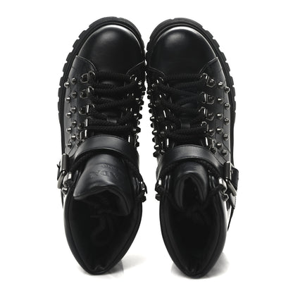 Prada Vitello Rodeo Studded Ankle Boots 37 Black 2 of 9