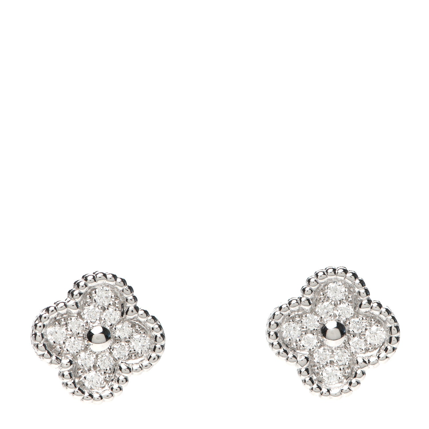 Van Cleef & Arpels 18K White Gold Diamond Sweet Alhambra Earrings 1 of 5
