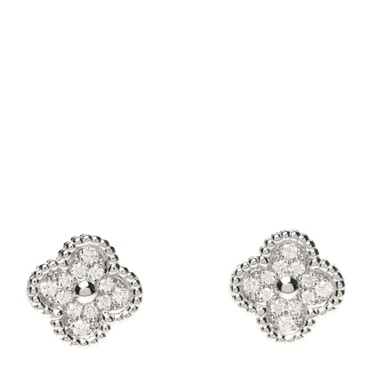 Van Cleef & Arpels 18K White Gold Diamond Sweet Alhambra Earrings 1 of 5