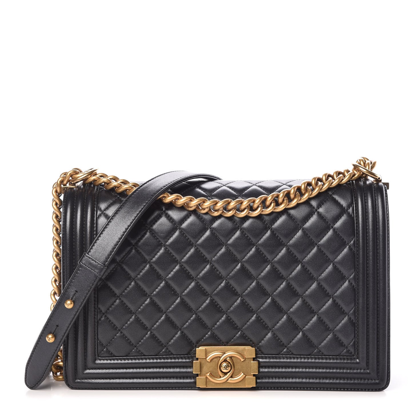 Lambskin Quilted New Medium Boy Flap Black