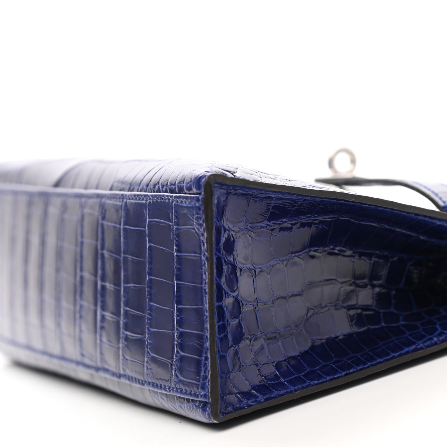 Shiny Alligator Kelly Pochette Bleu Electrique