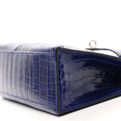 Hermes Shiny Alligator Kelly Pochette Bleu Electrique 8 of 16