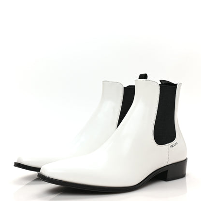 Prada Spazzolato Chelsea 30mm Ankle Boots 36 White 3 of 6