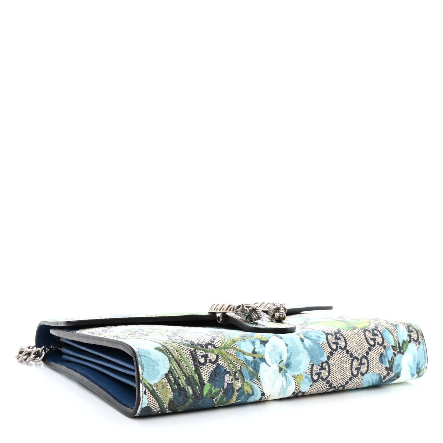 Gucci GG Supreme Monogram Blooms Mini Dionysus Chain Wallet Beige Blue Navy Vintage Blue 4 of 10