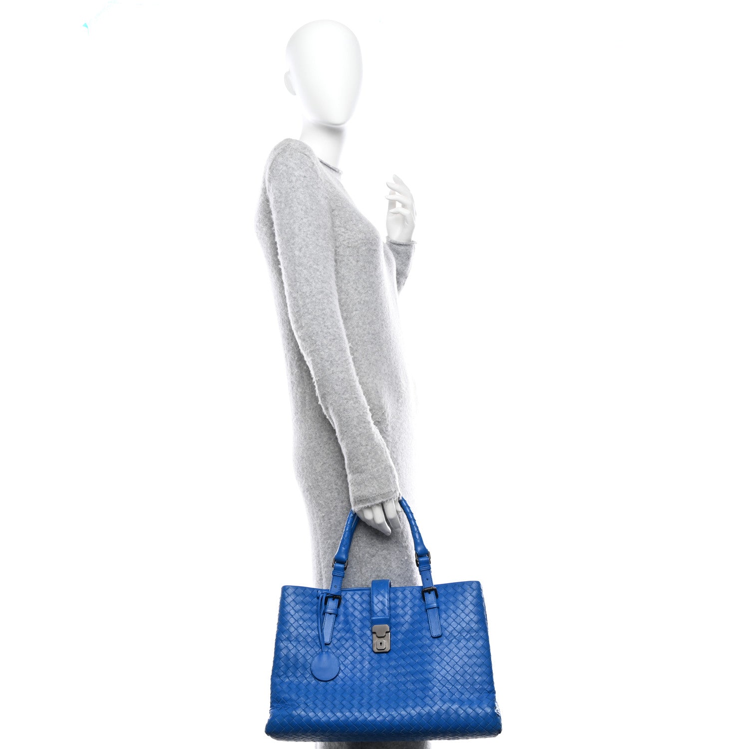 Bottega Veneta Light Calf Intrecciato Medium Roma Signal Blue 2 of 11