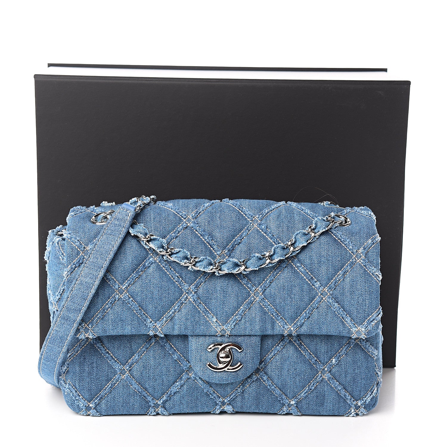 Chanel Denim Quilted Medium Distressed Single Flap Blue 10 of 10