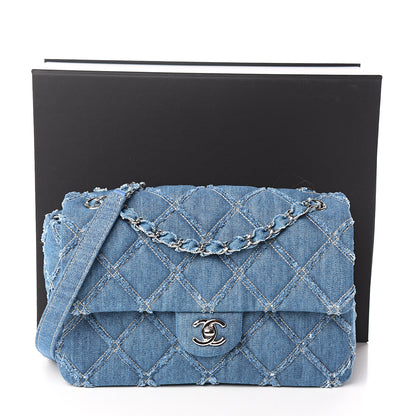 Chanel Denim Quilted Medium Distressed Single Flap Blue 10 of 10