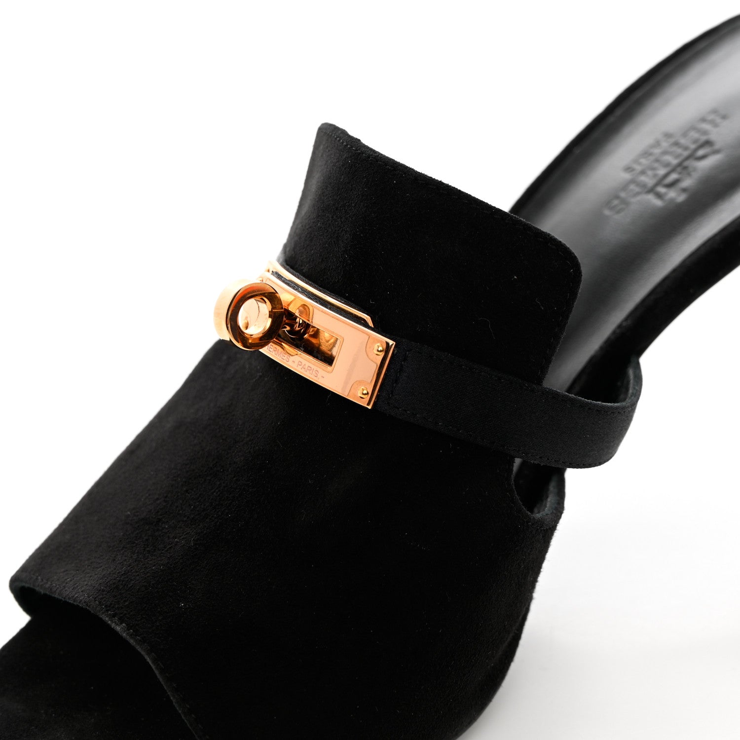 Hermes Suede Goatskin Satin Cute Sandals 39.5 Black 14 of 14