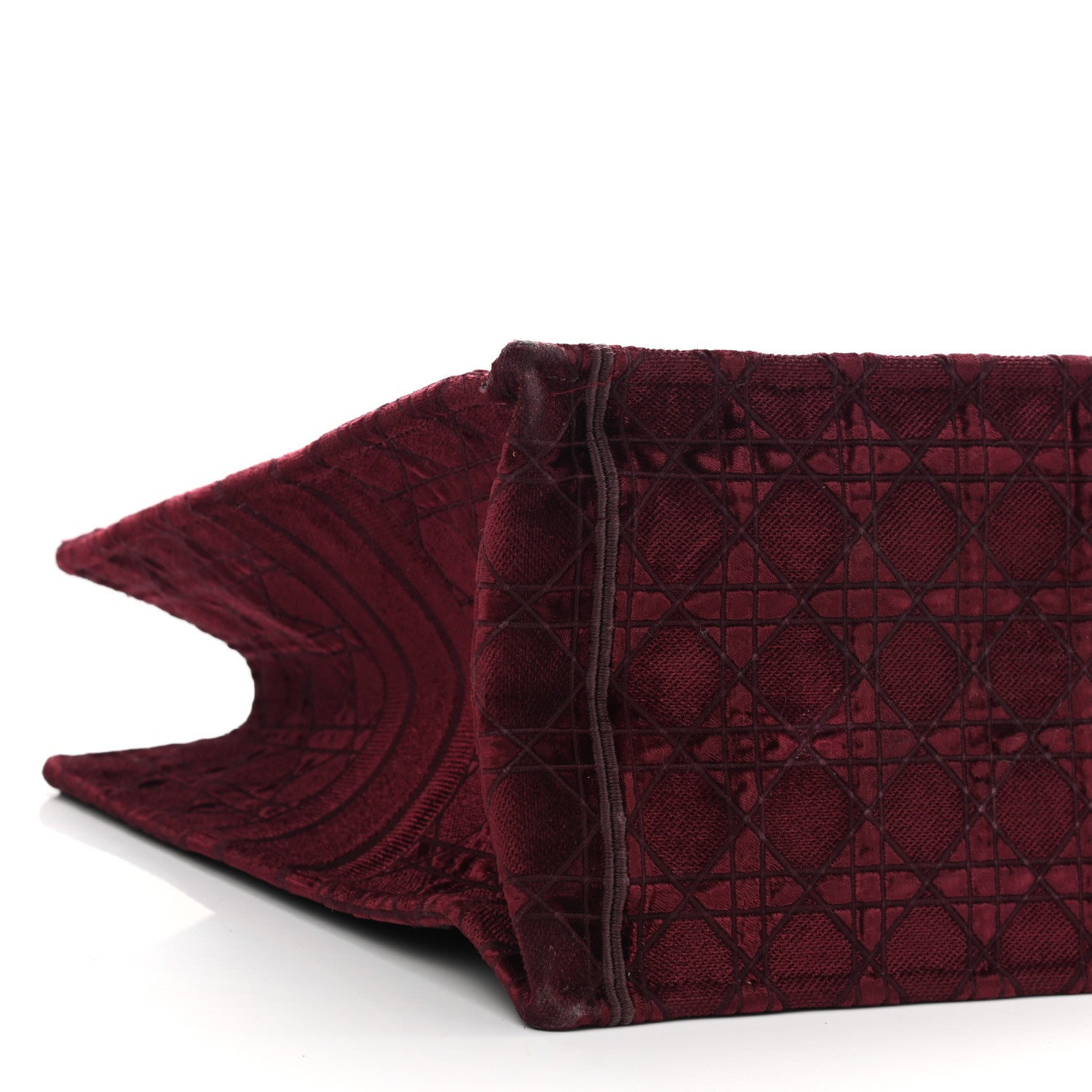 Christian Dior Velvet Cannage Large Book Tote Burgundy 9 of 11