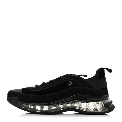 Chanel Suede Grosgrain Mens CC Sneakers 46 Black 1 of 8