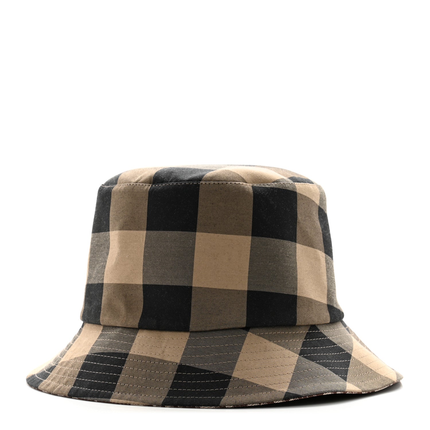 Christian Dior Polyester Cotton Gingham Oblique Reversible Bucket Hat 57 Beige 1 of 15