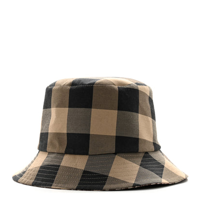 Christian Dior Polyester Cotton Gingham Oblique Reversible Bucket Hat 57 Beige 1 of 15