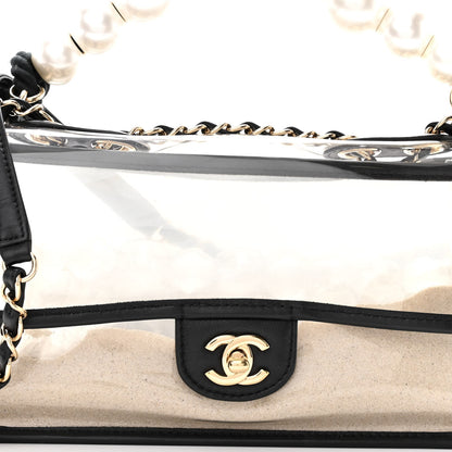 Chanel Lambskin PVC Sand By The Sea Flap With Pearl Strap Black 8 of 10