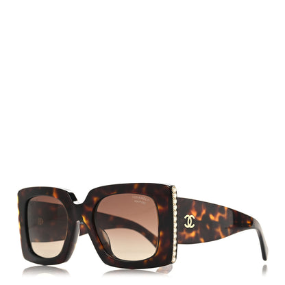 Chanel Acetate Pearl Rectangle Sunglasses 5480-H-A Tortoise 1 of 10
