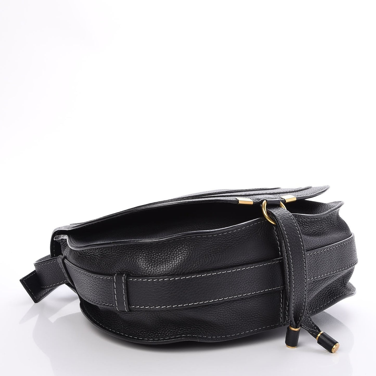 Calfskin Medium Marcie Round Crossbody Bag Black
