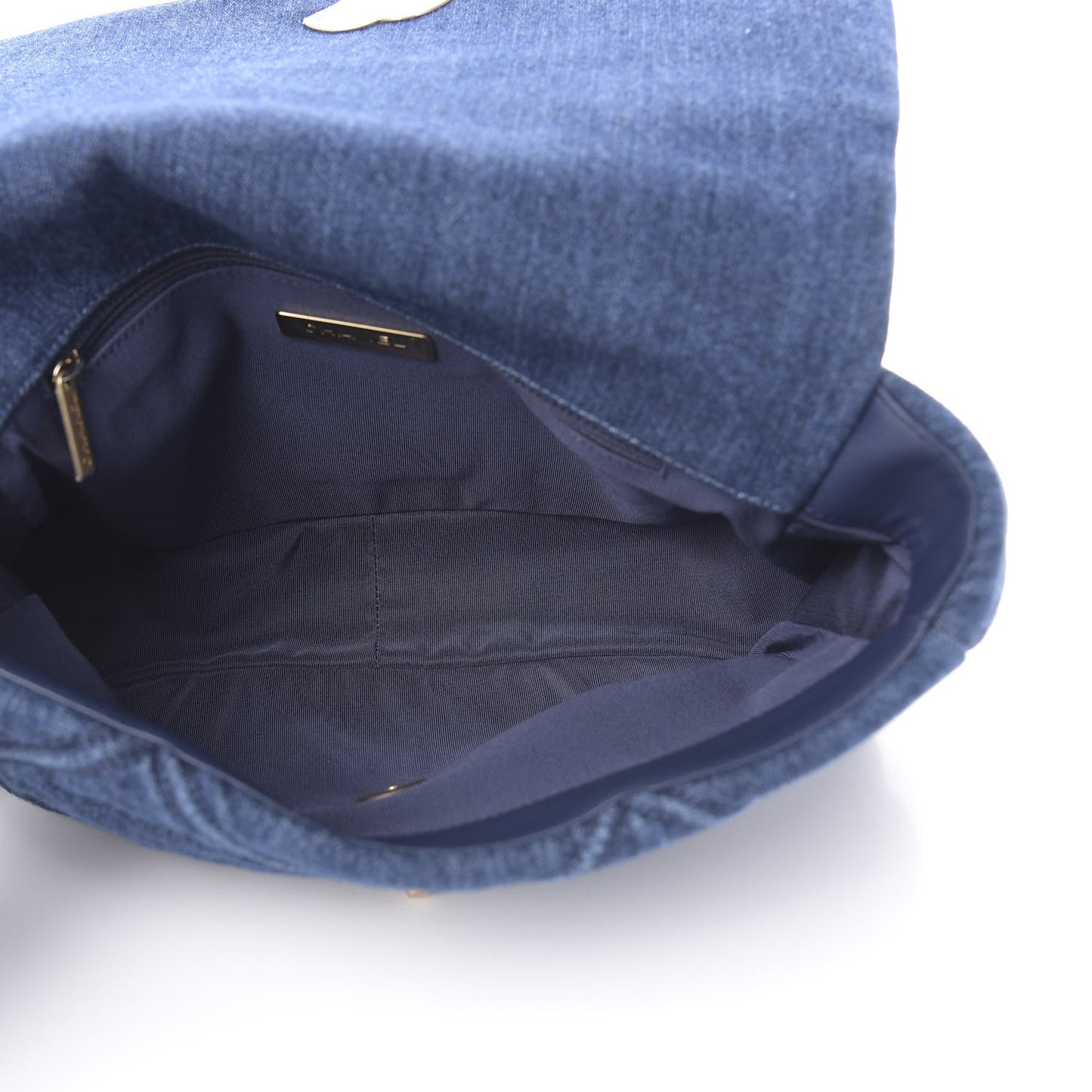 Denim Quilted Large 19 Flap Blue