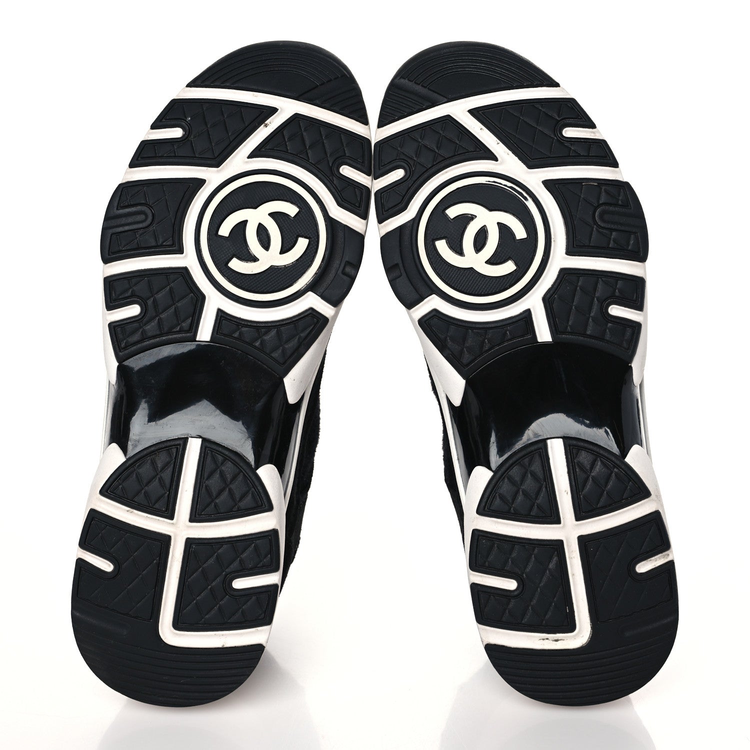 Chanel Fabric Suede Calfskin Stretch CC Sneakers 38.5 Black 5 of 7