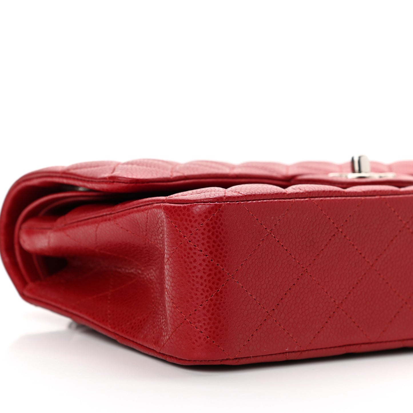 Caviar Quilted Medium Double Flap Red