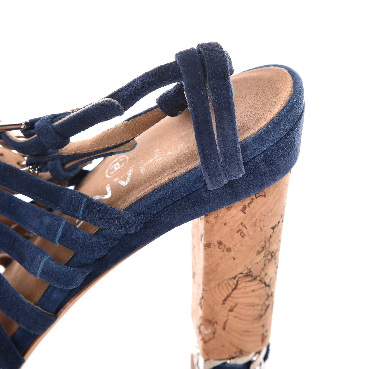 Chanel Suede Cork Sandals 37 Dark Blue 16 of 19