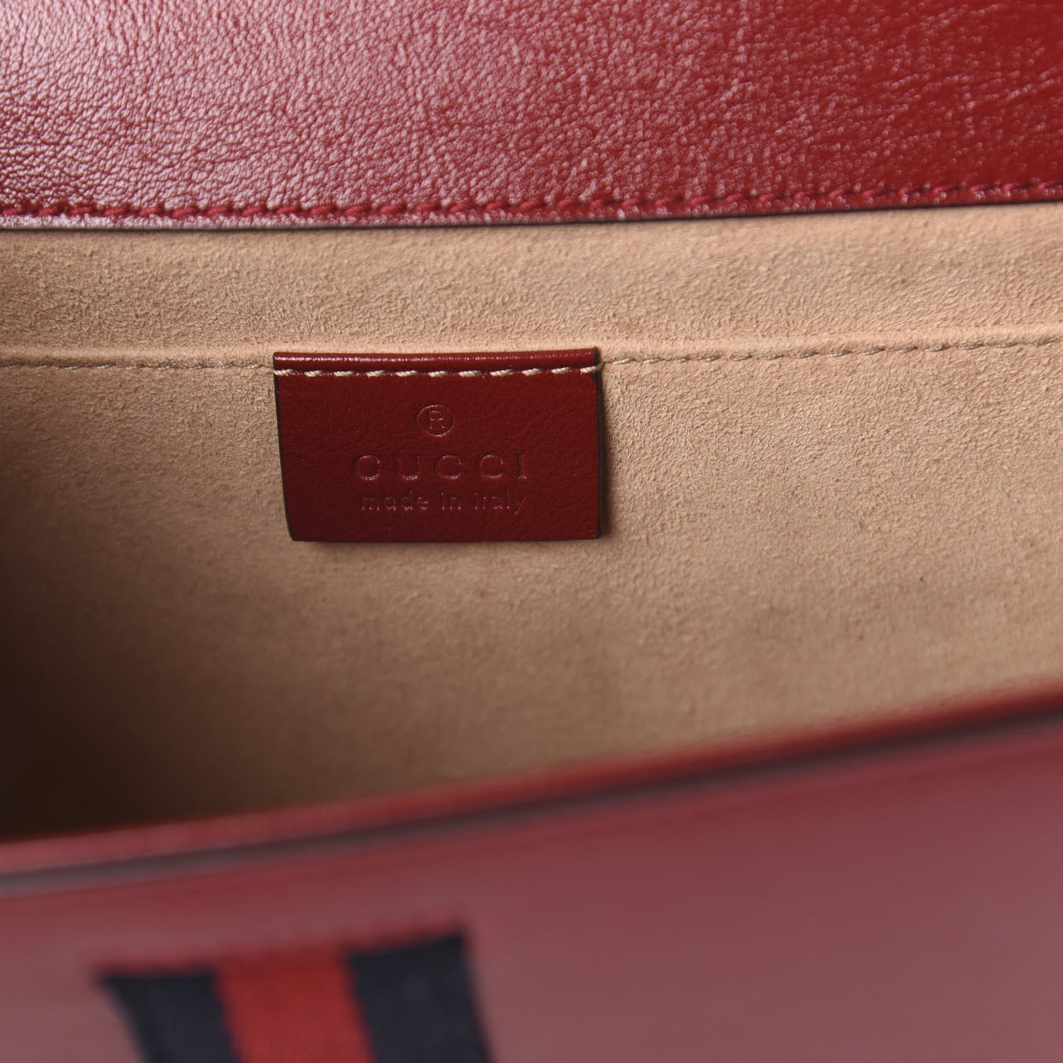 Gucci Textured Calfskin Web Rajah Slim Flap Shoulder Bag Romantic Cherry 5 of 8