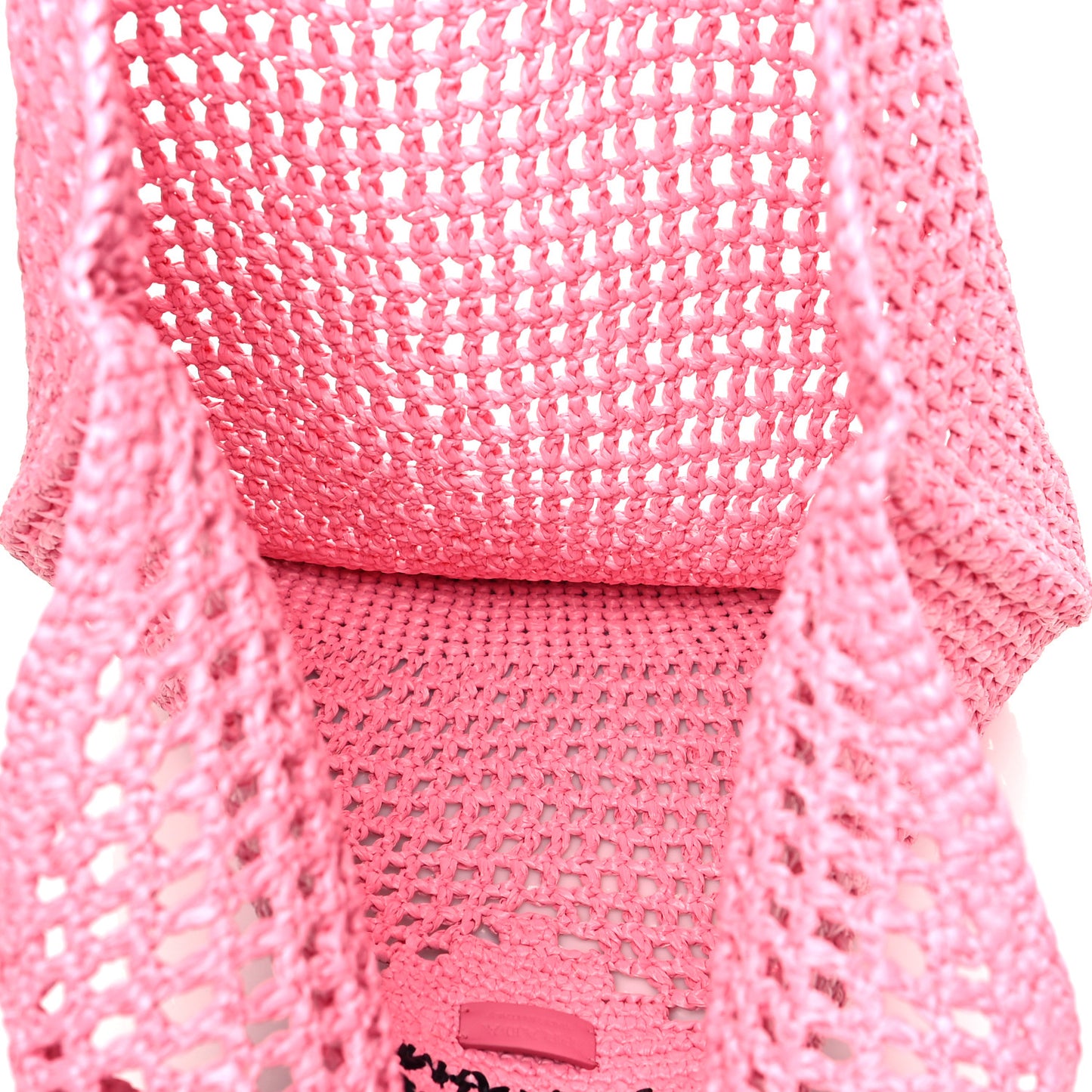Yarn Raffia Effect Crochet Logo Embroidered Shopping Tote Bag Petalo