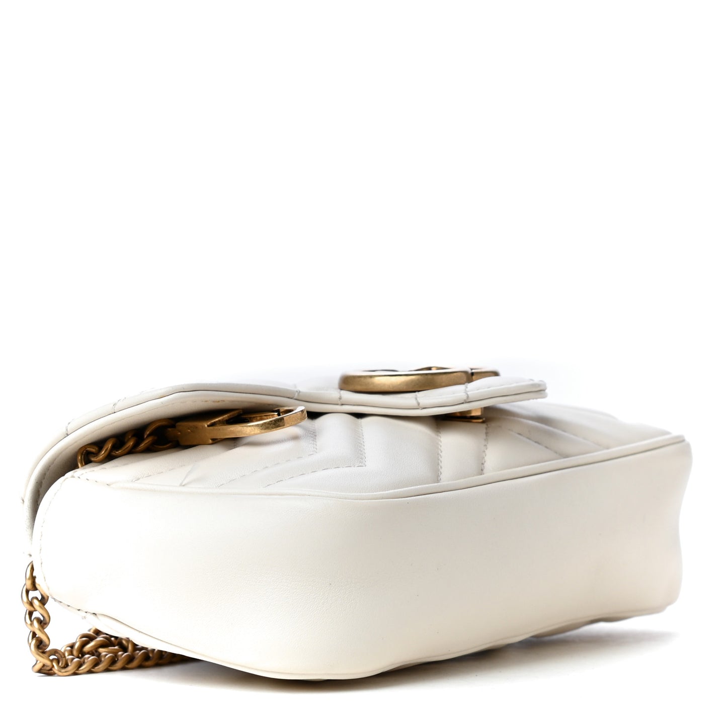 Calfskin Matelasse Super Mini GG Marmont Shoulder Bag White