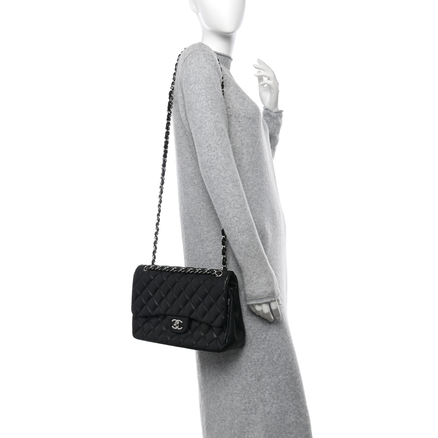 Chanel Lambskin Quilted Jumbo Double Flap Black 2 of 12