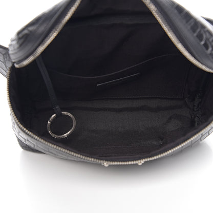 Saint Laurent Calfskin Crocodile Embossed City Belt Bag Black 4 of 8