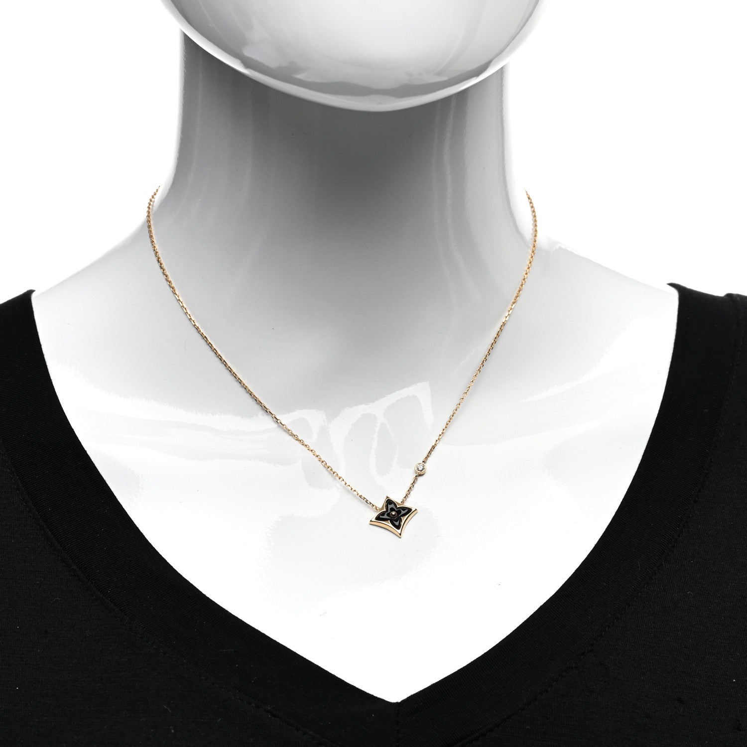 Louis Vuitton 18K Yellow Gold Diamond Black Onyx Color Blossom BB Star Pendant Necklace 2 of 5