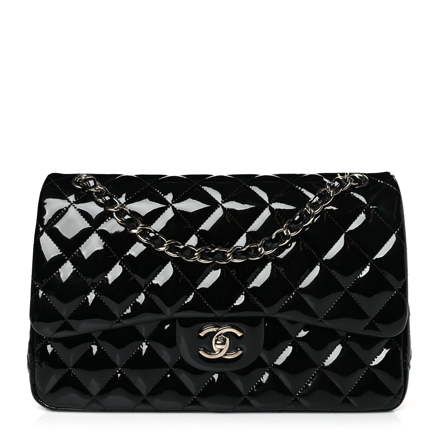 Chanel Patent Quilted Jumbo Double Flap Black 1 of 10