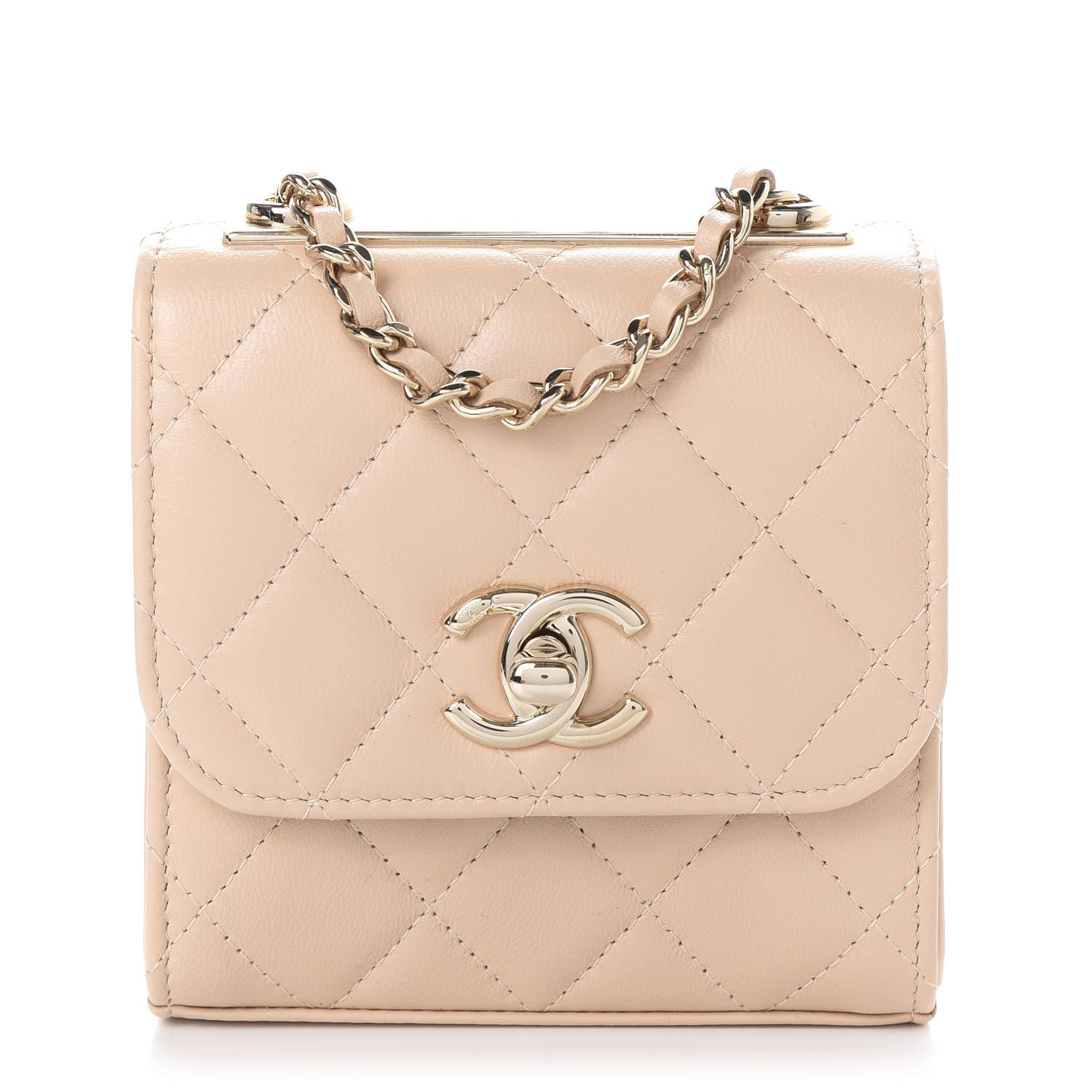 Chanel Lambskin Quilted Mini Trendy CC Clutch With Chain Beige 1 of 10