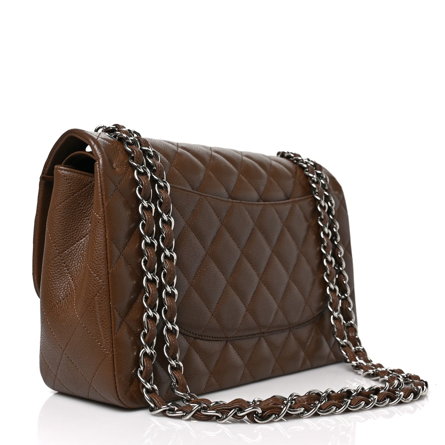 Caviar Quilted Jumbo Double Flap Brown