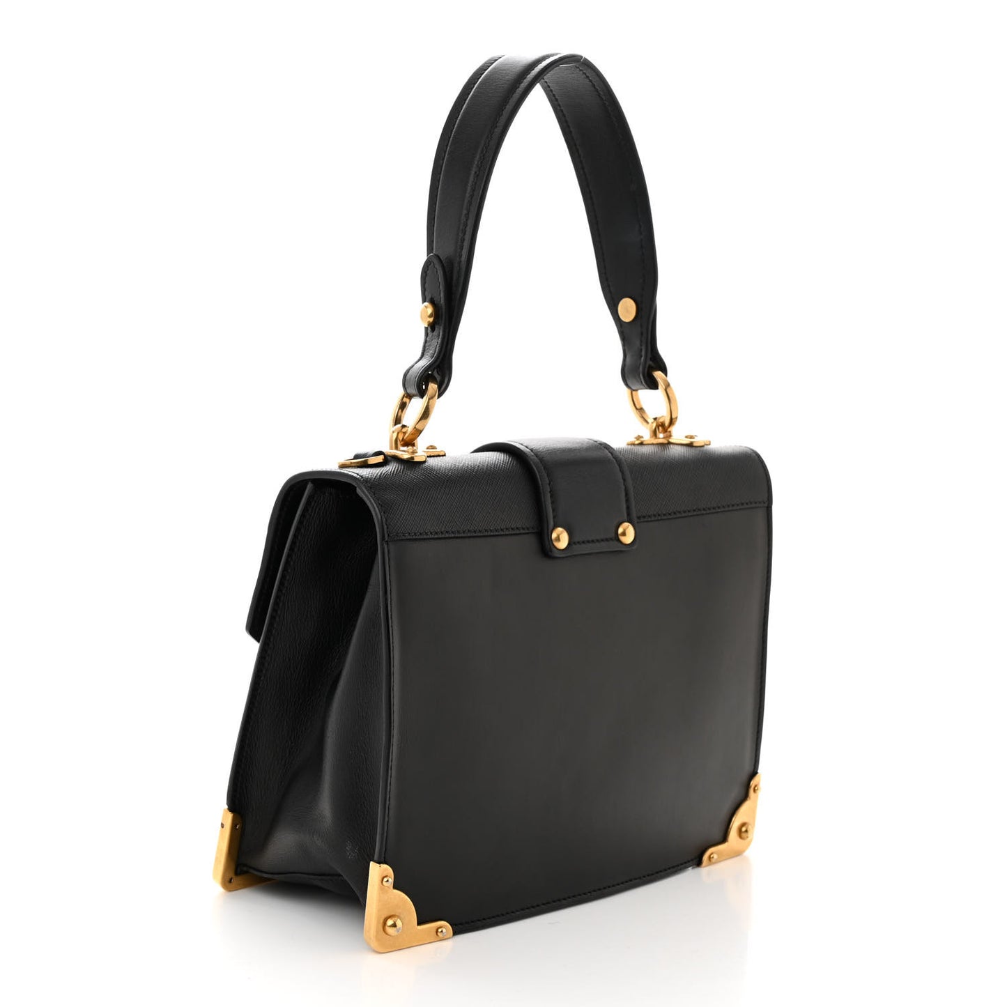 City Calf Saffiano Animalier Top Handle Bag Black