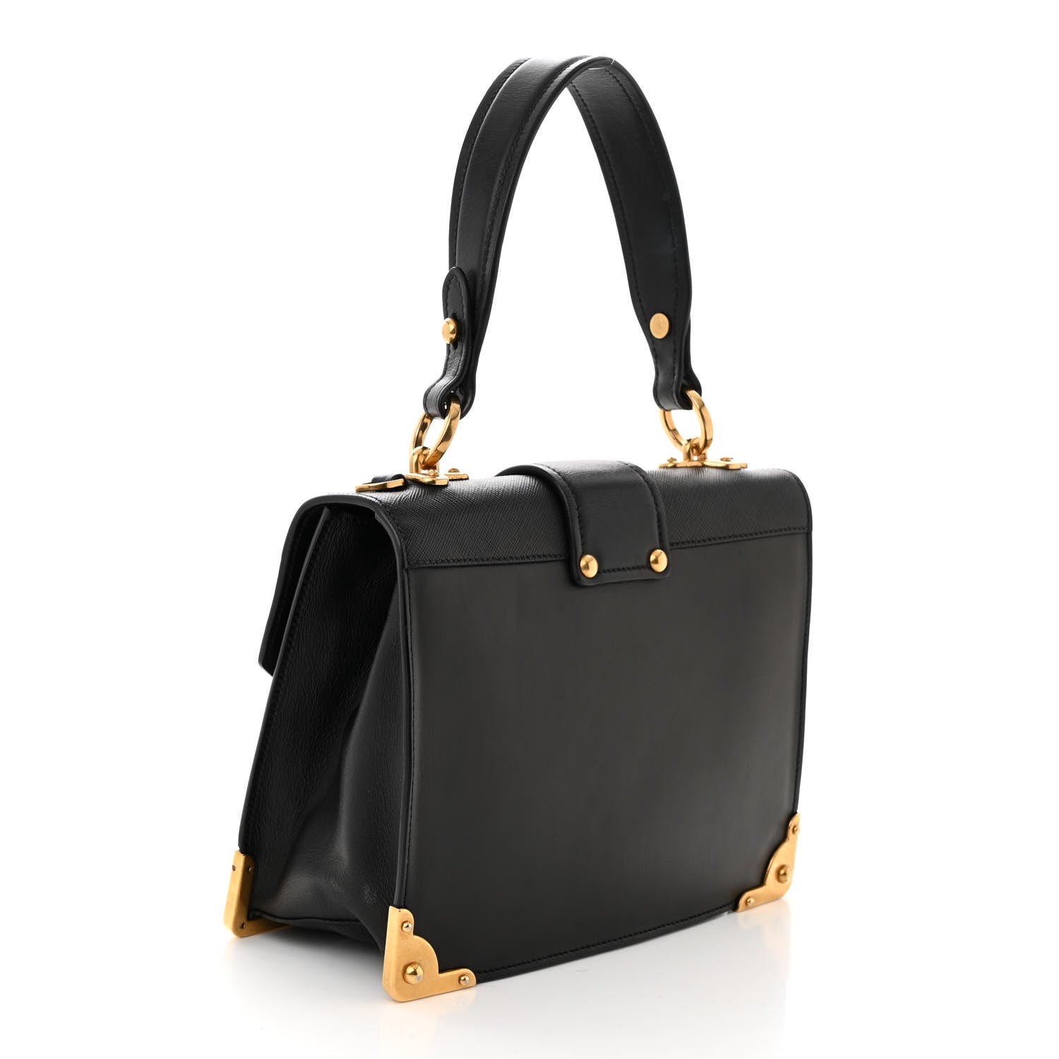 Prada City Calf Saffiano Animalier Top Handle Bag Black 3 of 11