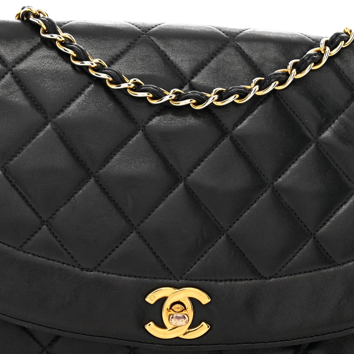 Lambskin Medium Single Flap Black