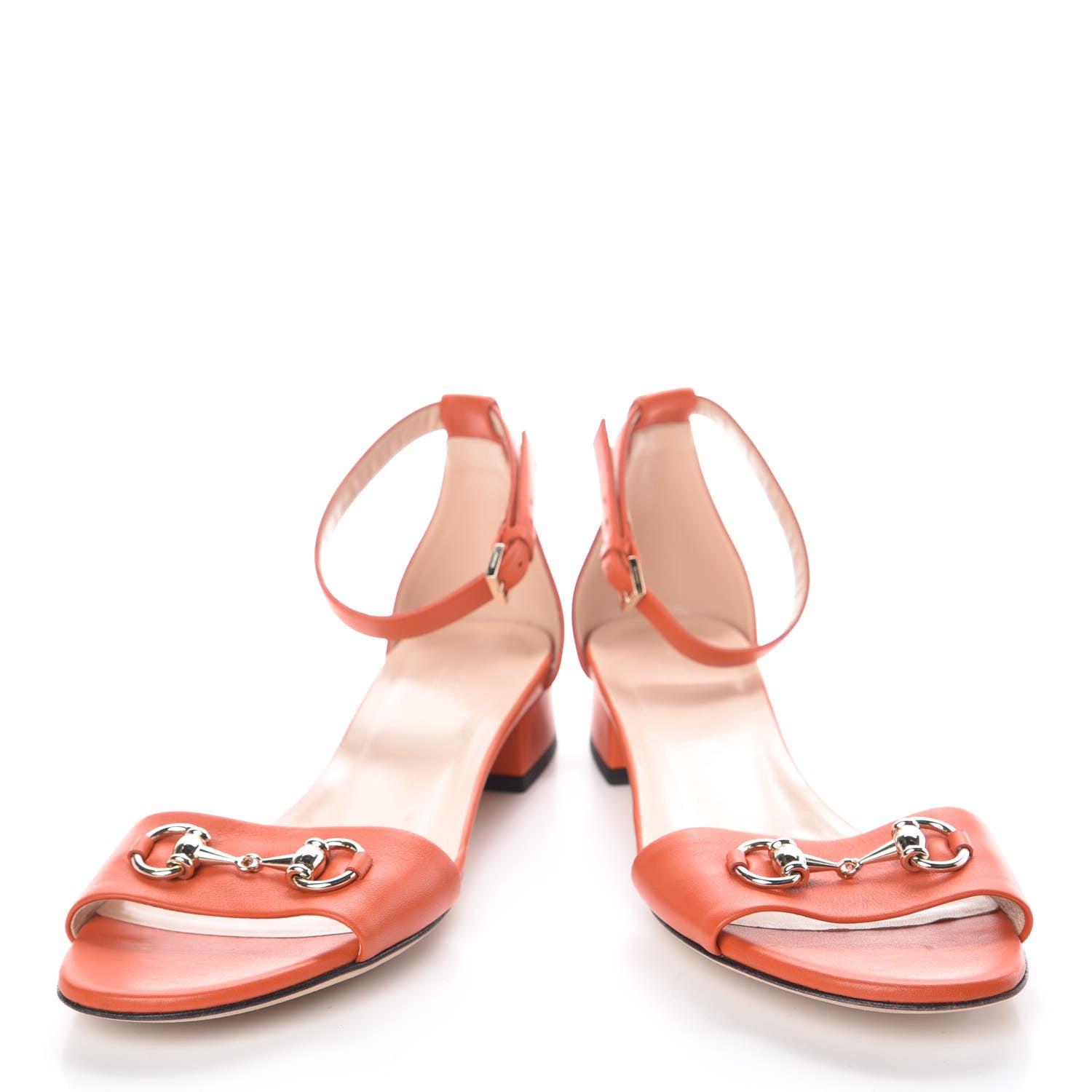Gucci Calfskin Miro Soft Liliane Horsebit Sandals 39 Sun Orange 6 of 10