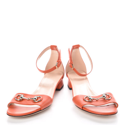 Gucci Calfskin Miro Soft Liliane Horsebit Sandals 39 Sun Orange 6 of 10