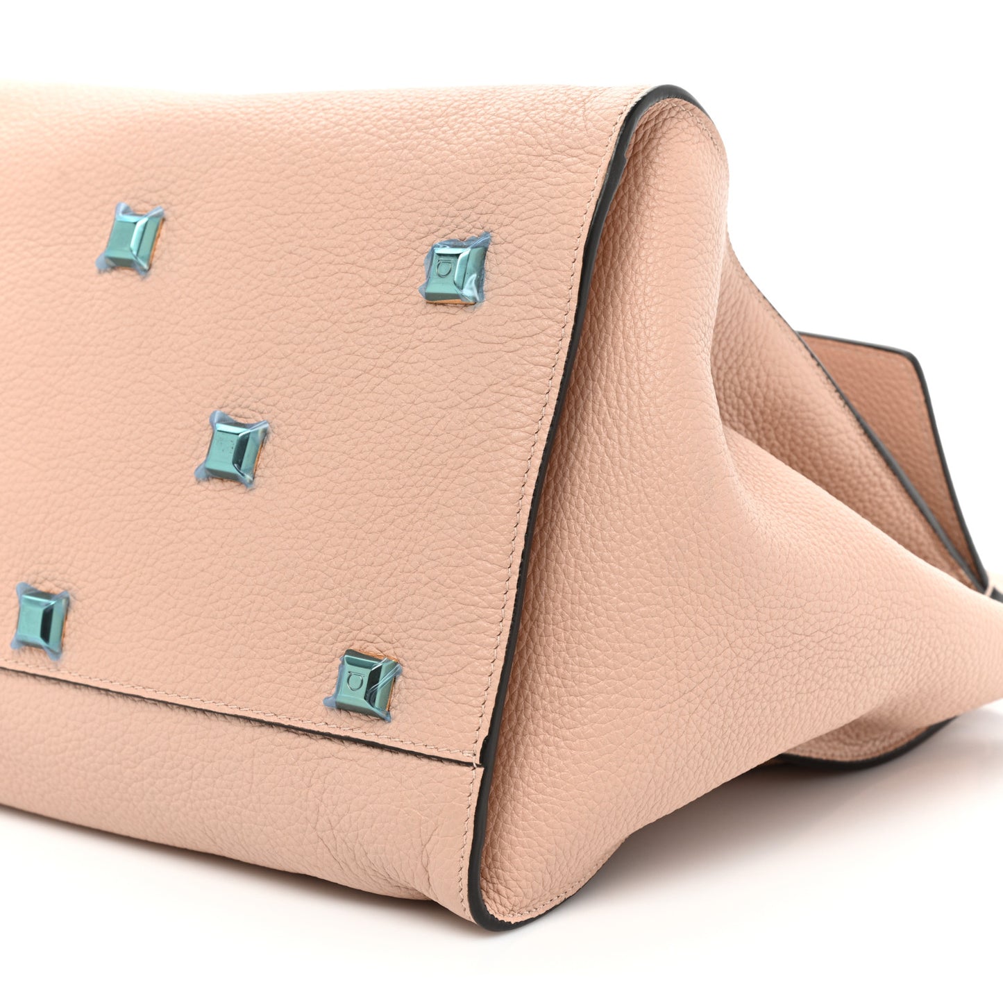 Grained Calfskin Medium Studio Top Handle Bag Beige