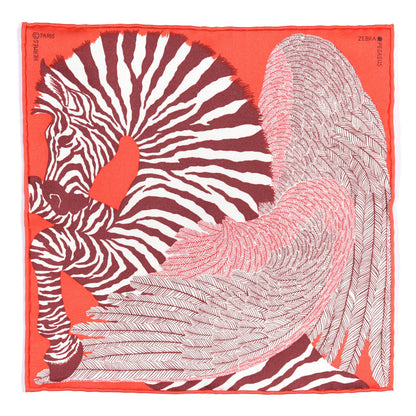 Hermes Silk Carre Zebra Pegasus Nano Scarf 20 Rouge Bordeaux Black 1 of 5