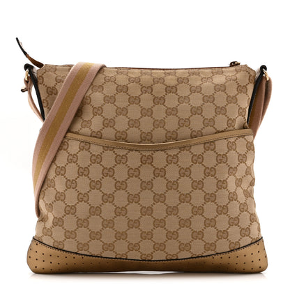 Gucci Monogram Calfskin Perforated Medium Flat Messenger Bag Pink 1 of 13