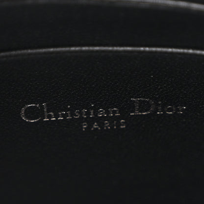 Christian Dior Calfskin Macrocannage Diamond Caro Zipped Pouch With Chain Black 6 of 10