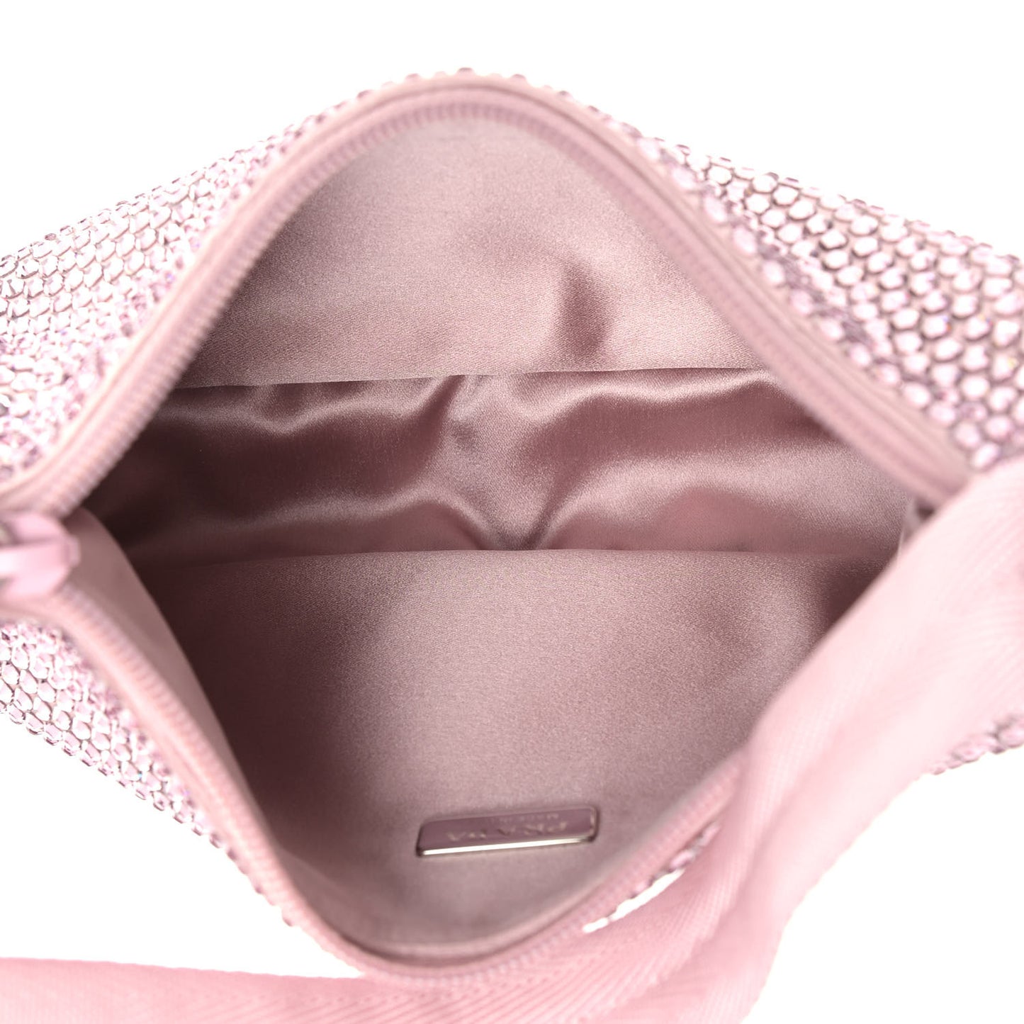 Satin Crystal Mini Re-Edition 2000 Bag Alabastro