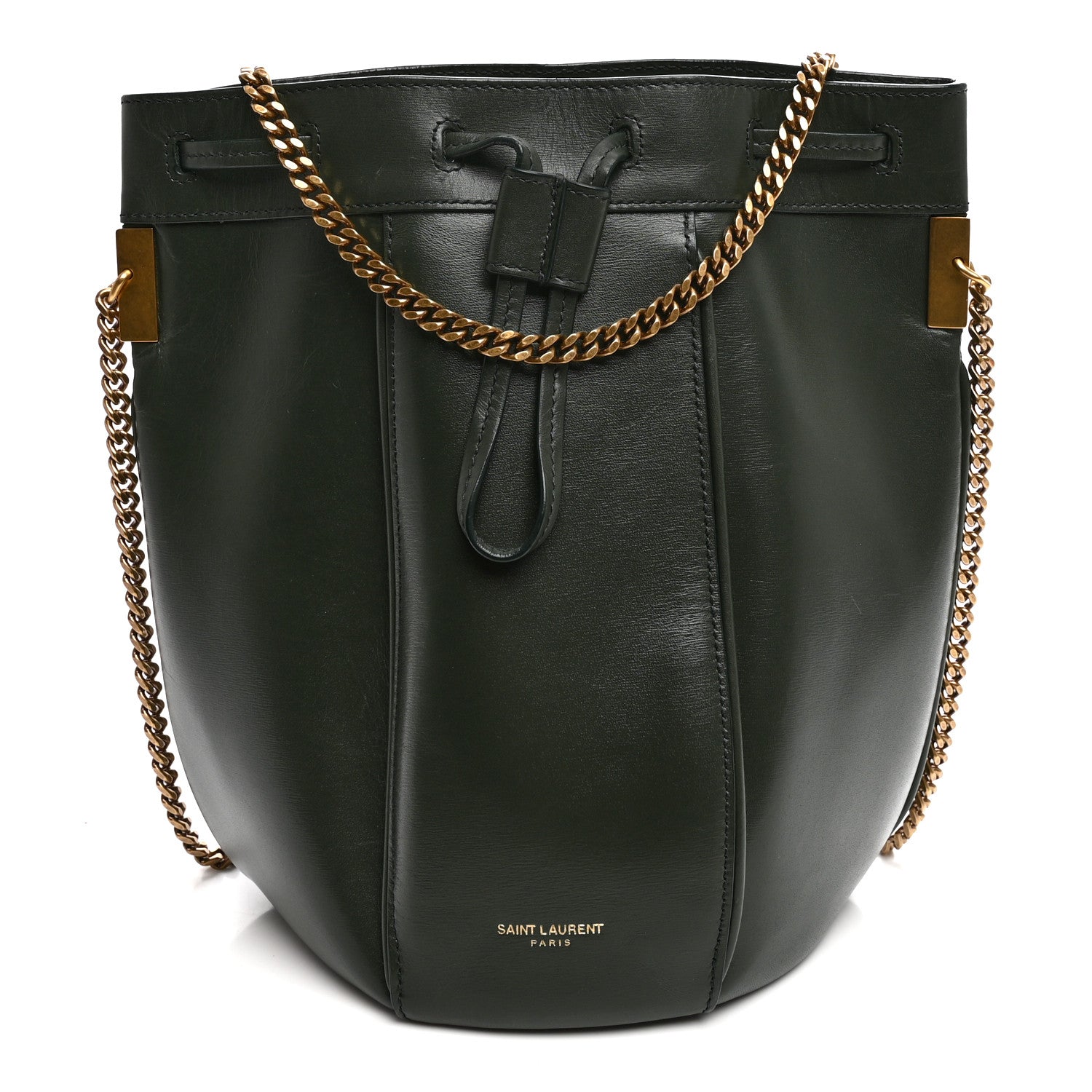 Saint Laurent Smooth Calfskin Small Talitha Bucket Bag Vert Fonce 1 of 10