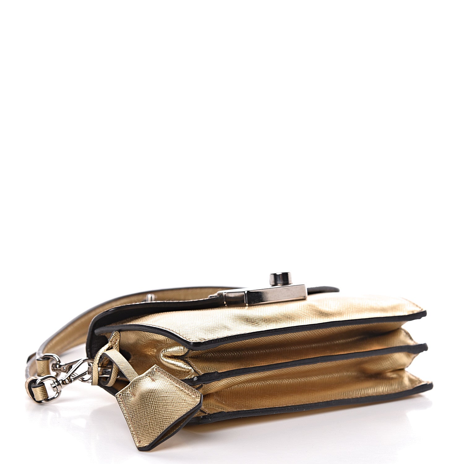 Prada Saffiano Lux Sound Shoulder Bag Platino 4 of 12